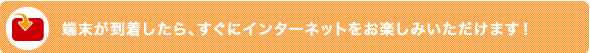 端末が到着したら、すぐにインターネットをお楽しみいただけます！